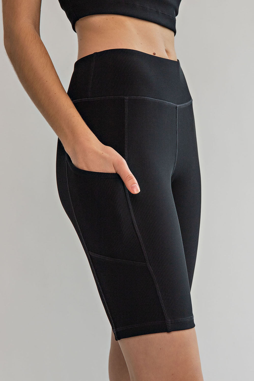 NYLON RIB BIKER PANTS WITH SIDE POCKETS