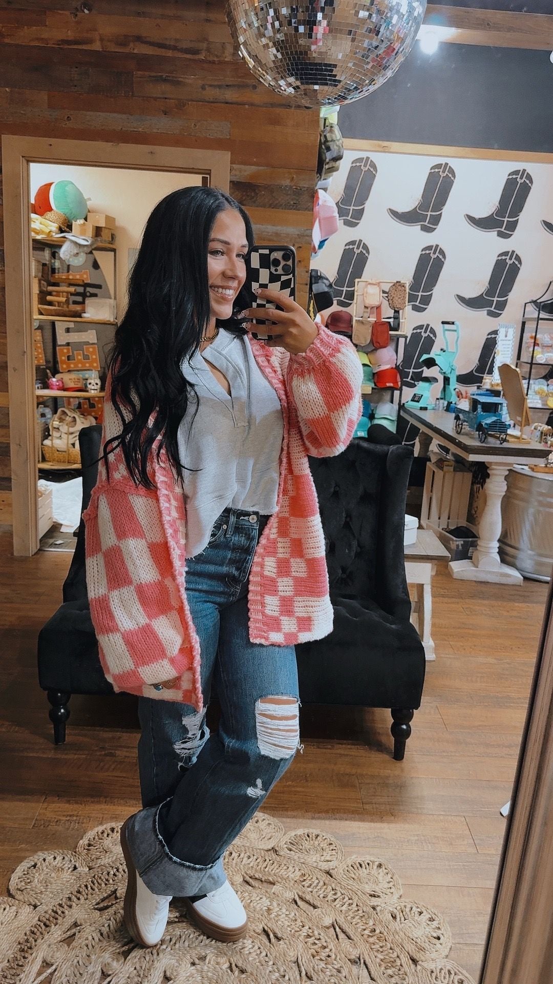 Cozy Check Cardigan