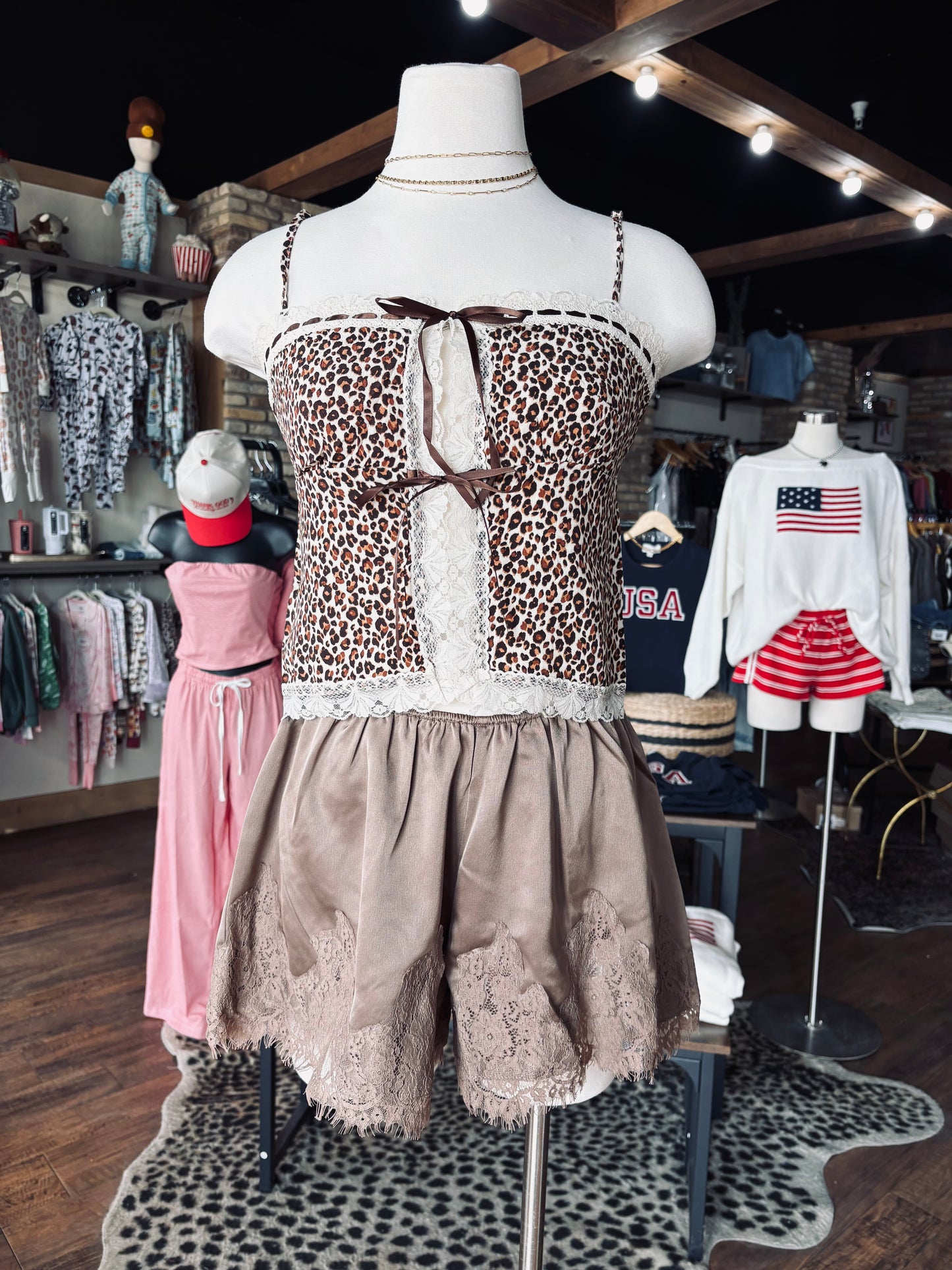 Mocha Lace Trim Shorts