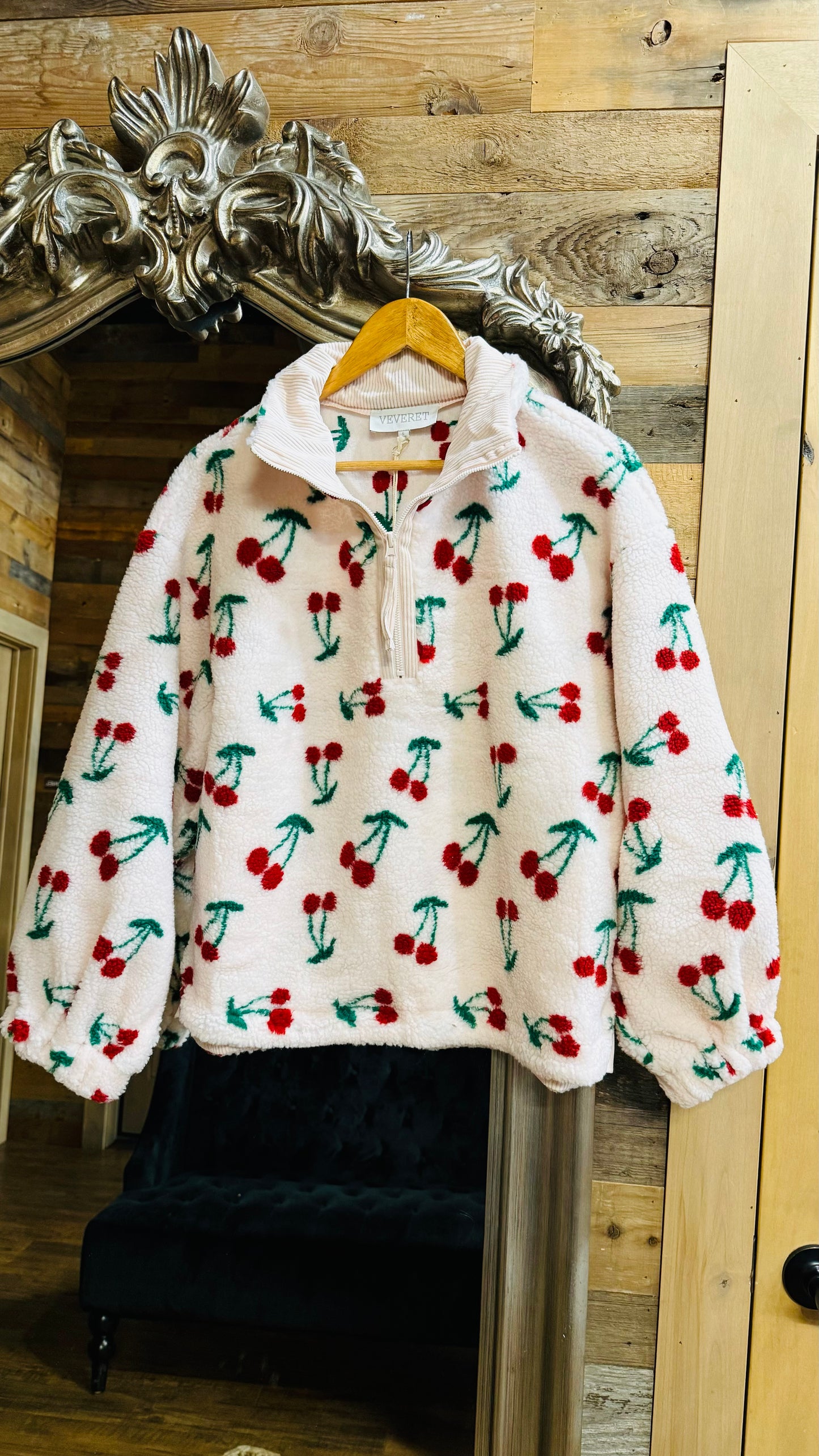 Cherry 1/4 Zip Ivory