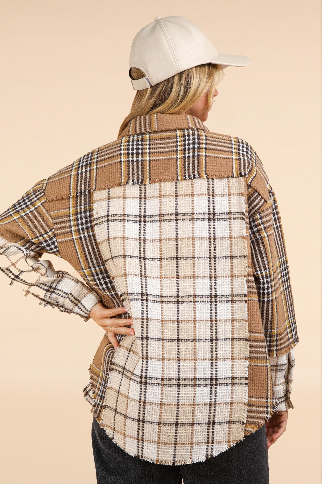 Mixed Mocha Plaid Oversized Shacket
