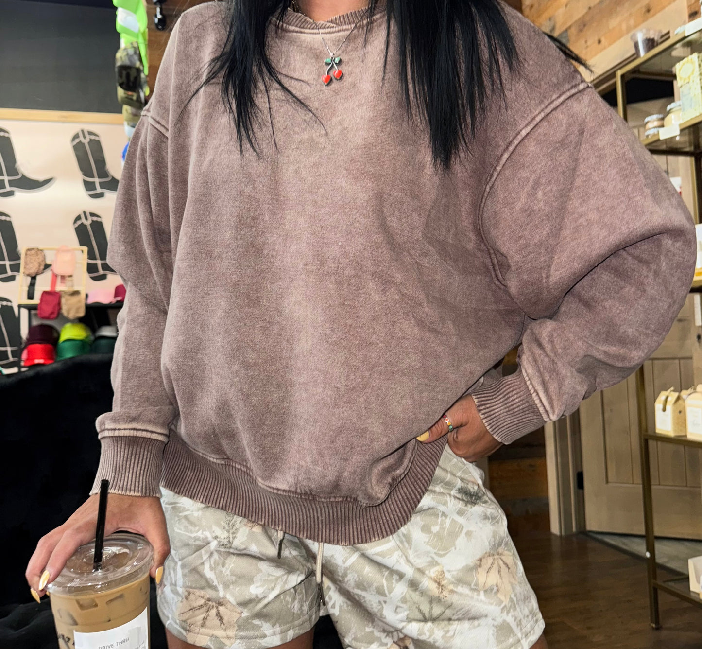 Cozy Acid Wash Oversized Pullover