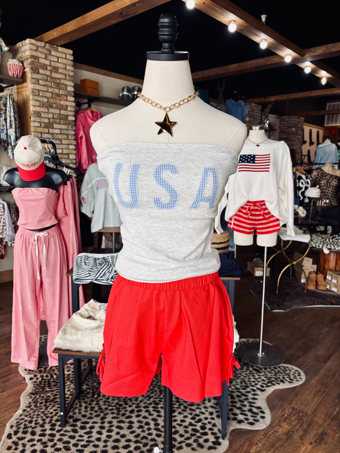 USA Gingham Tube Top