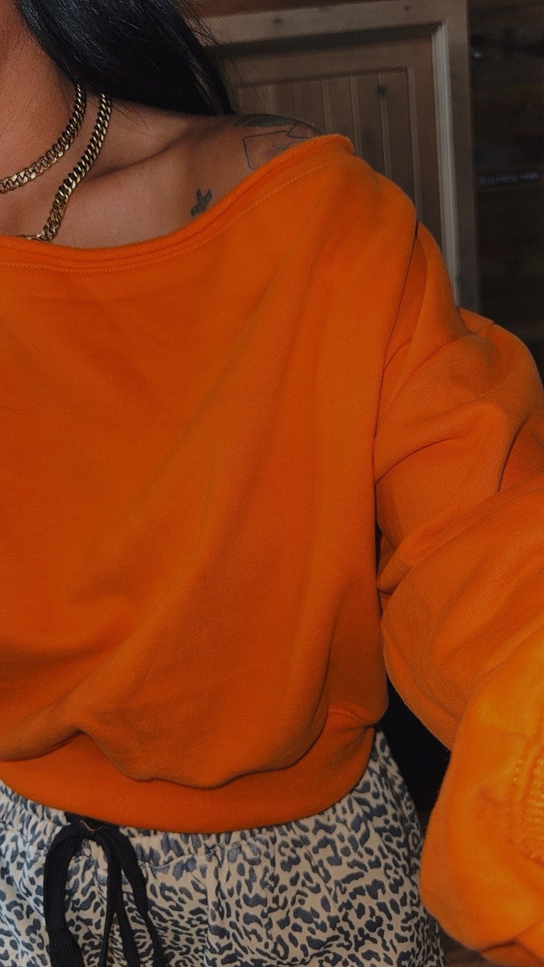 Hunter Orange Off The Shoulder Crop