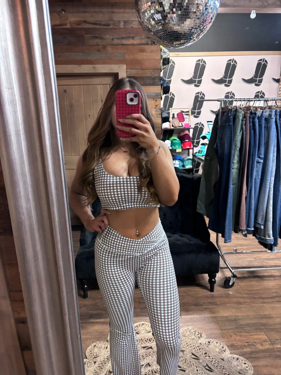 Chocolate Gingham Athletic Set