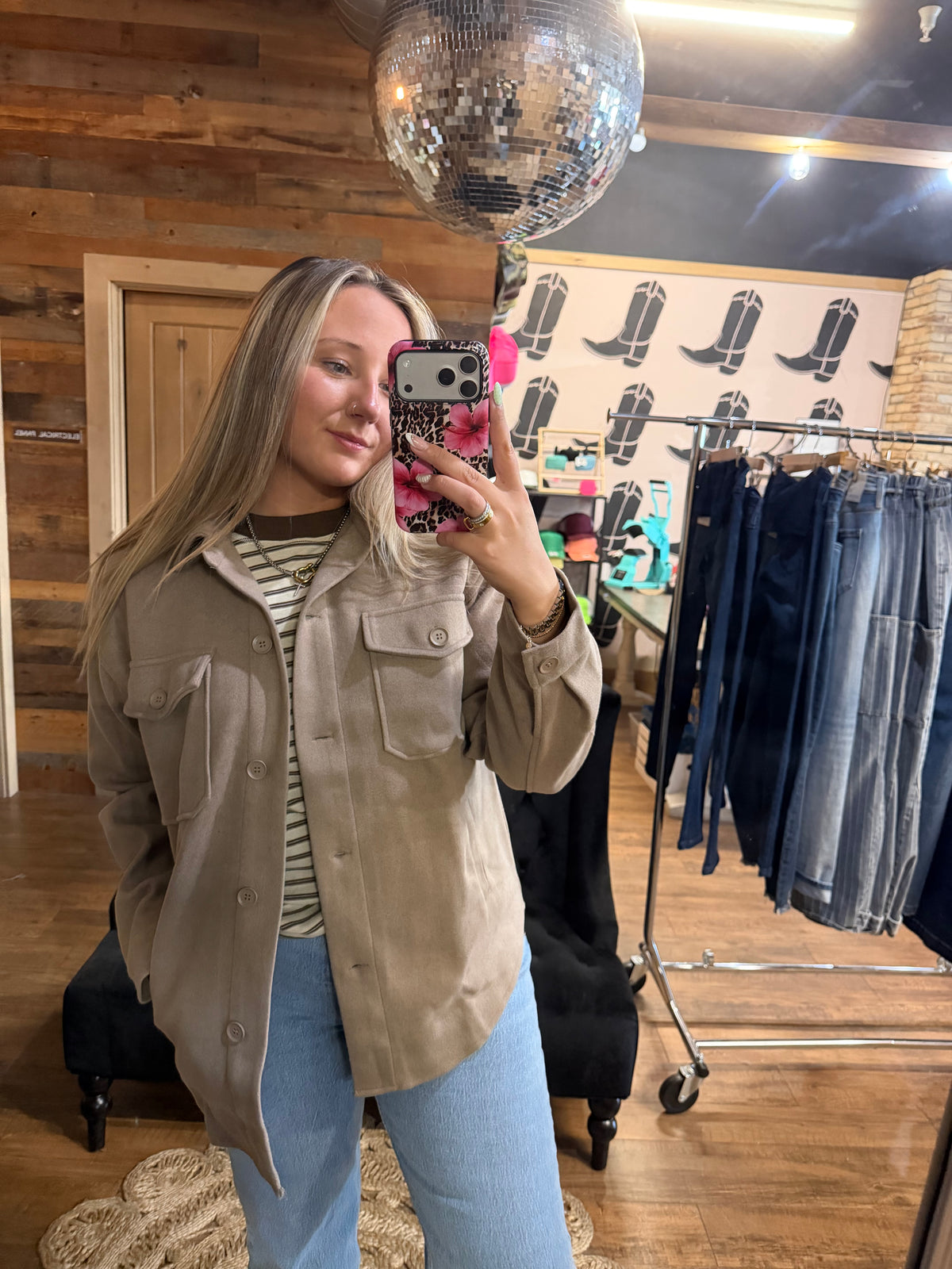 Taupe Wool Shacket