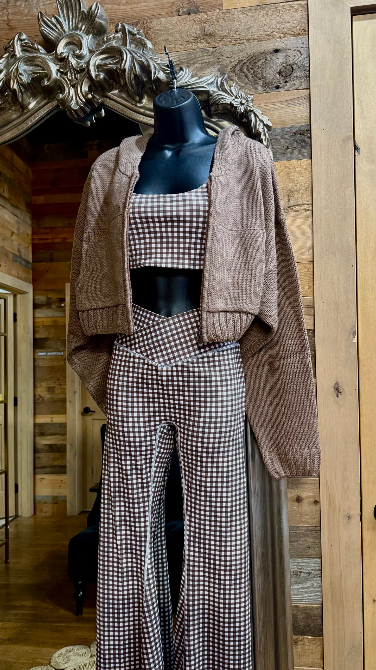 Chocolate Gingham Athletic Set