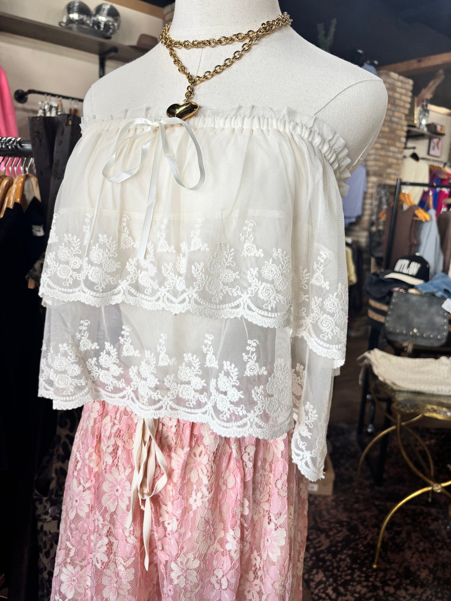 Tiered Lace Tube Top