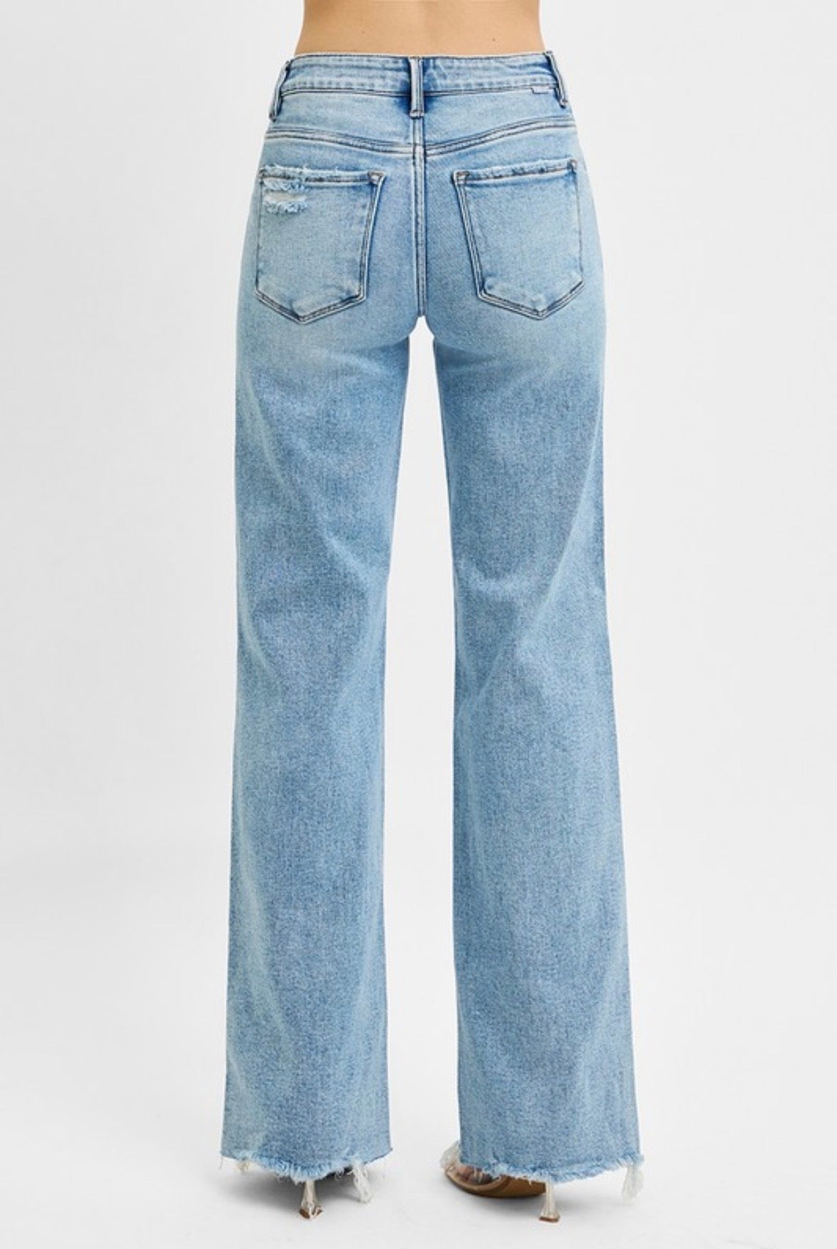 RISEN Tummy Control Mid Rise Wide Jeans