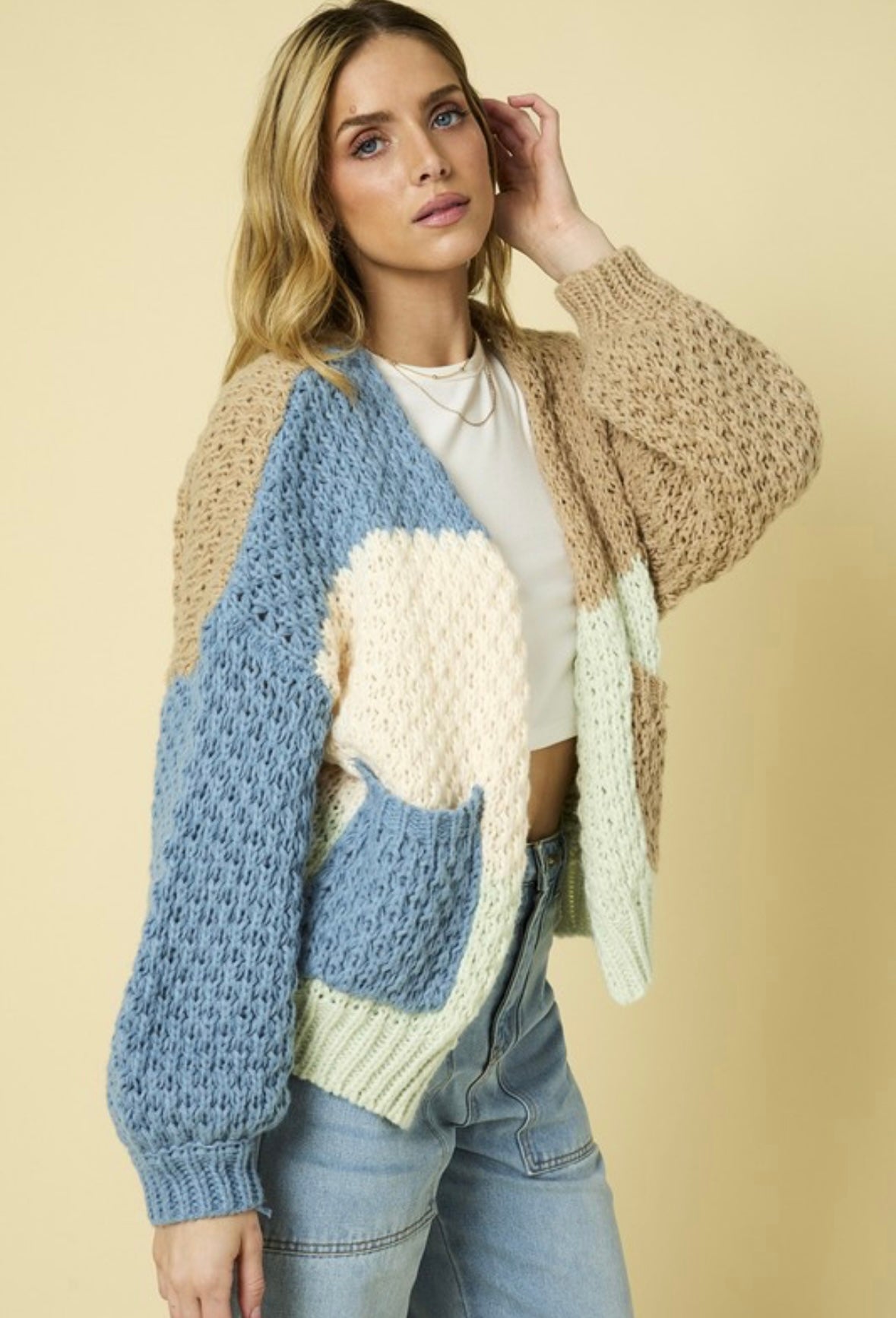 Colorblock Knit Cardigan