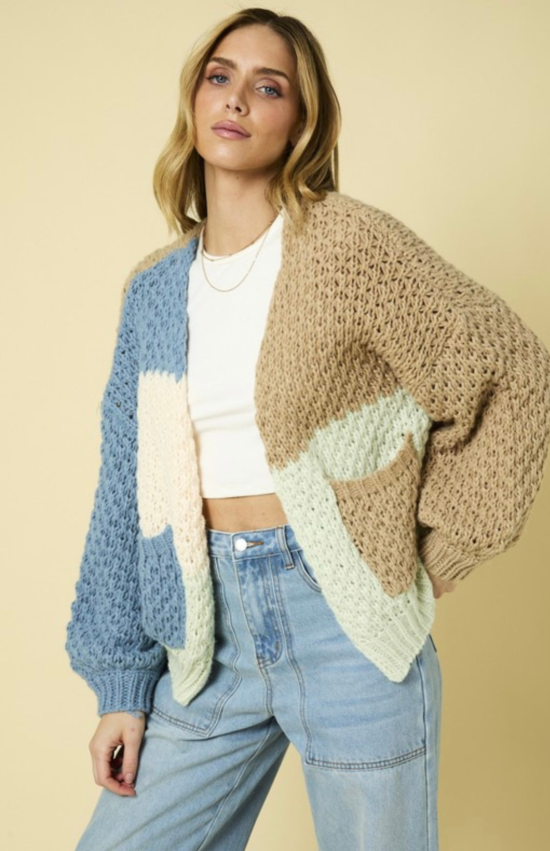Colorblock Knit Cardigan