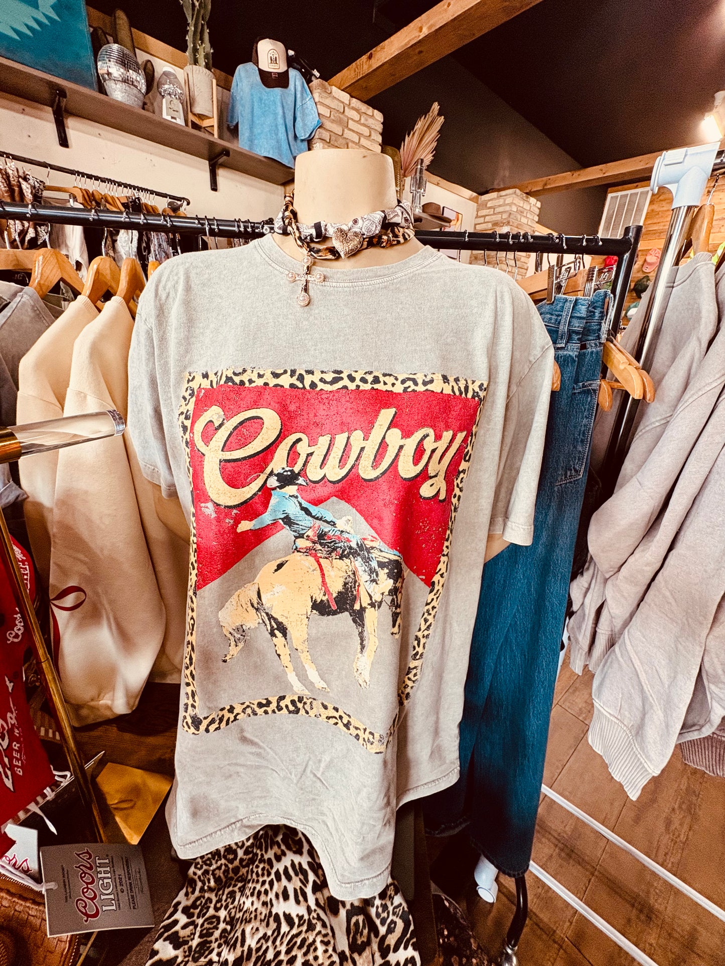Cowboy Vintage Leopard Oversized Tee
