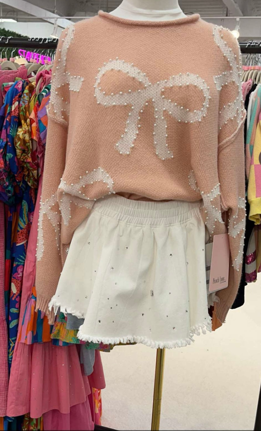 Pearl Bow Slouchy Knit