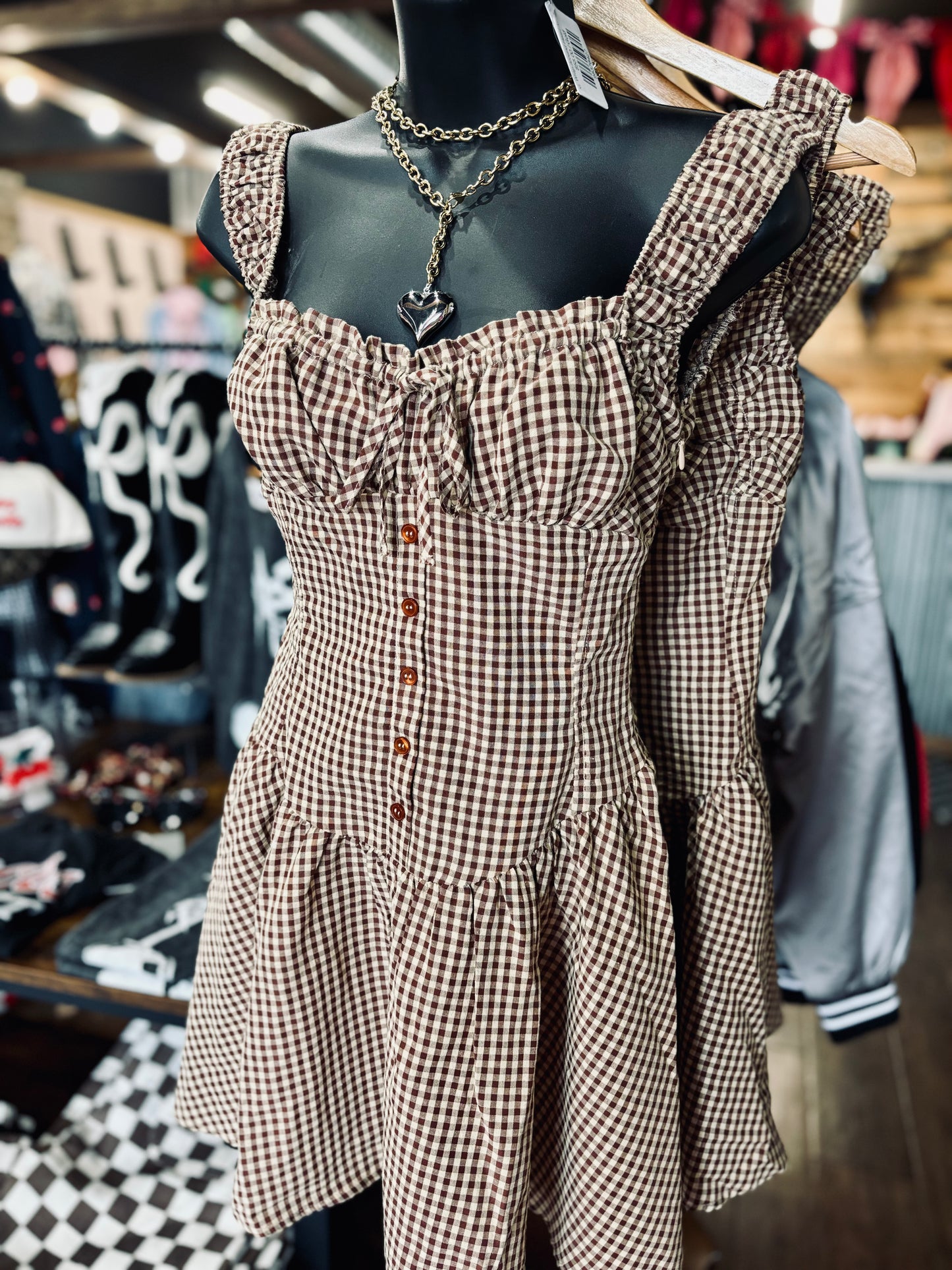 Juliette Brown Gingham Dress