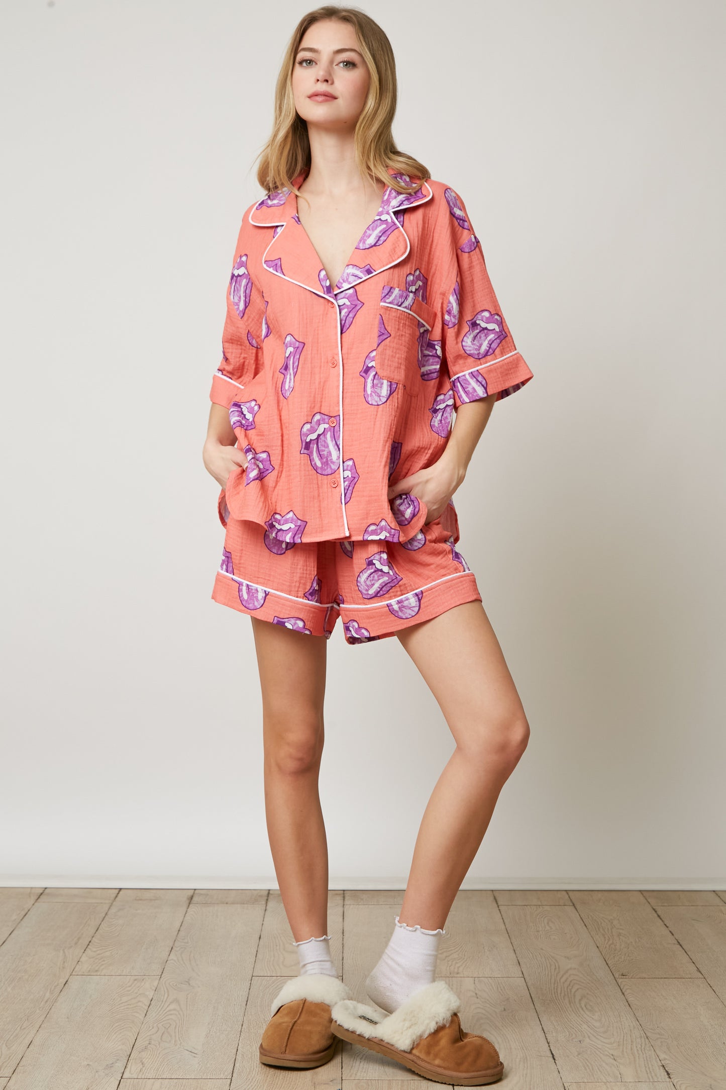 Rolling Stone Print Pajama Set