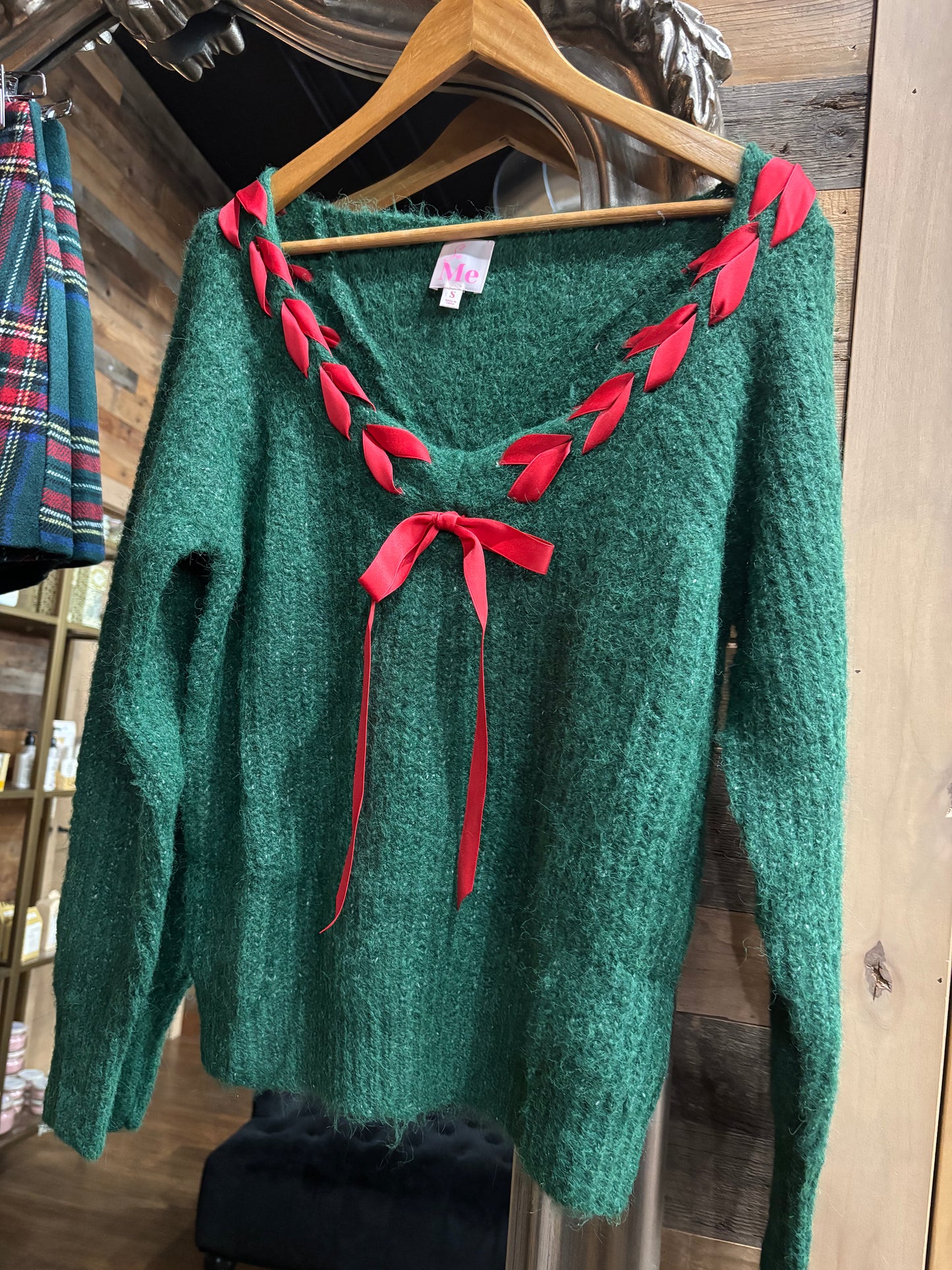 Satin Ribbon Tie Sweater