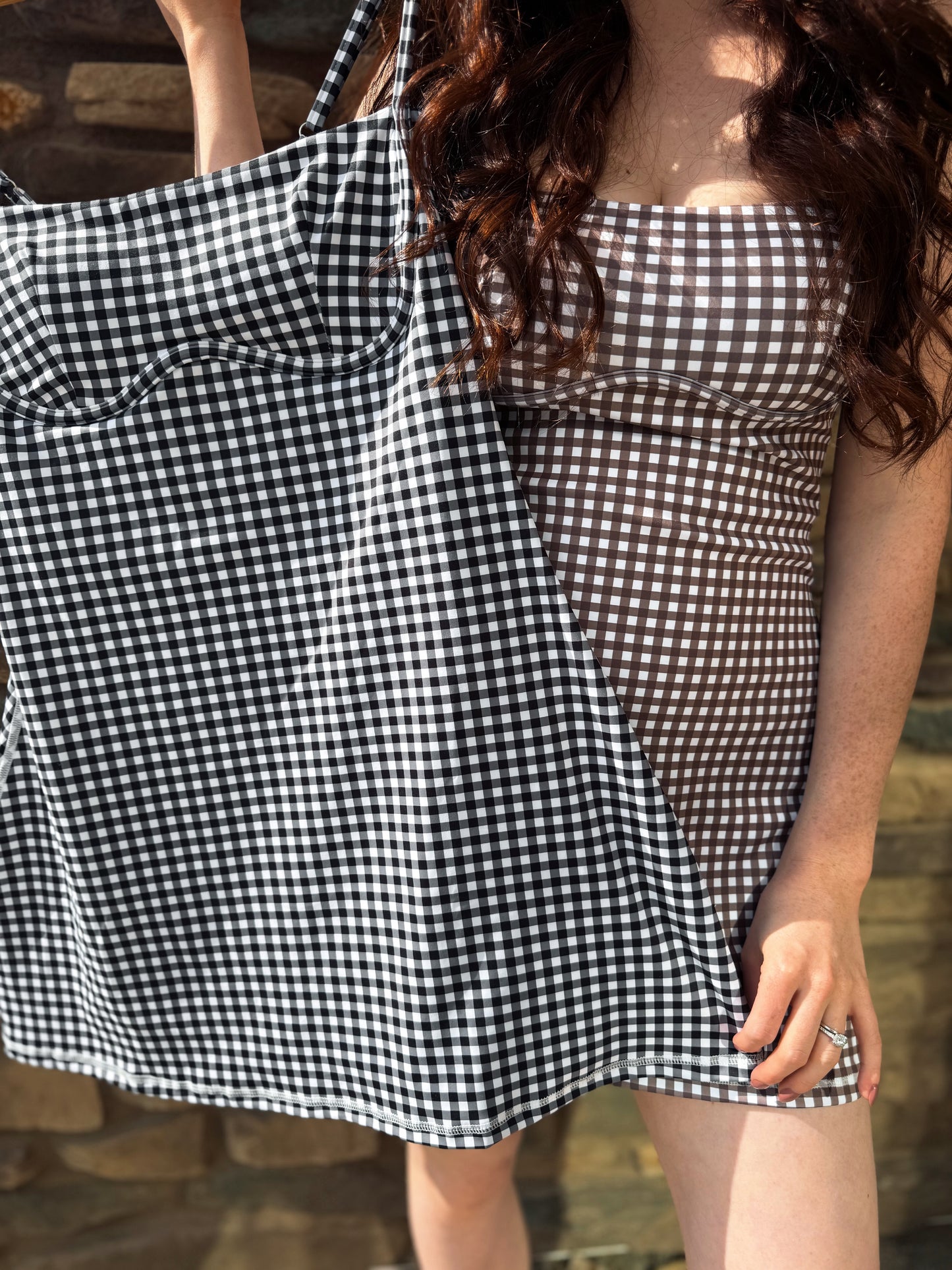 Gingham Sweetheart Dress - Chocolate
