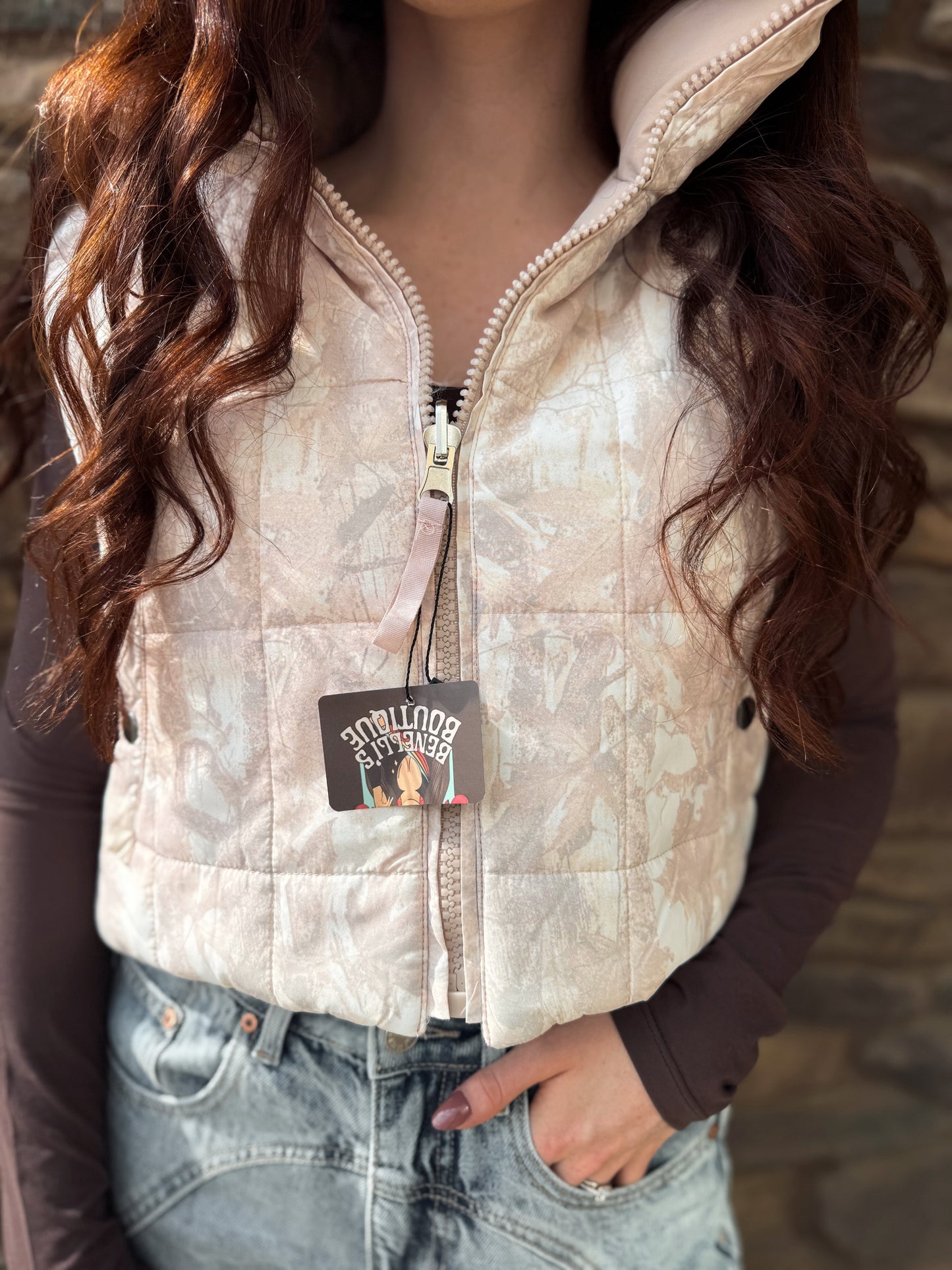 Reversible Camo/Nude Puff Vest