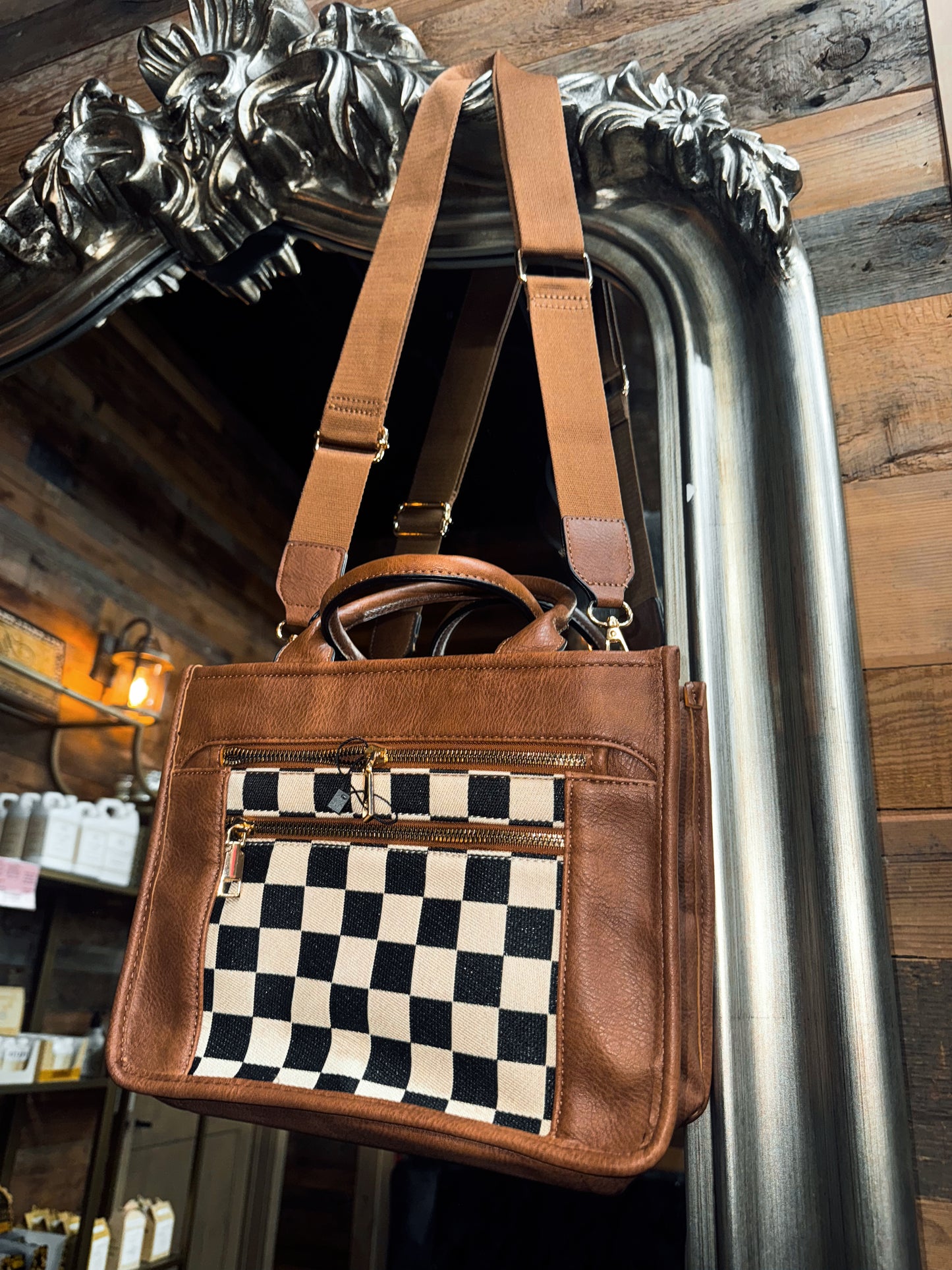 Checkered Media Tote