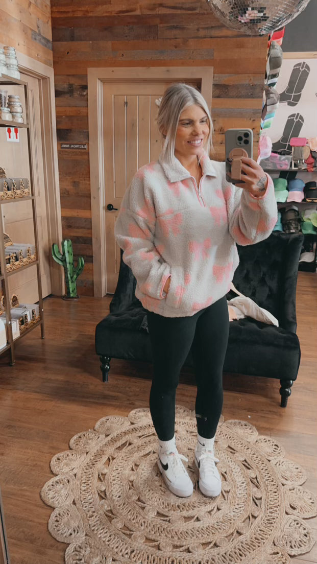 Barbie Bow 1/4 Zip Sherpa