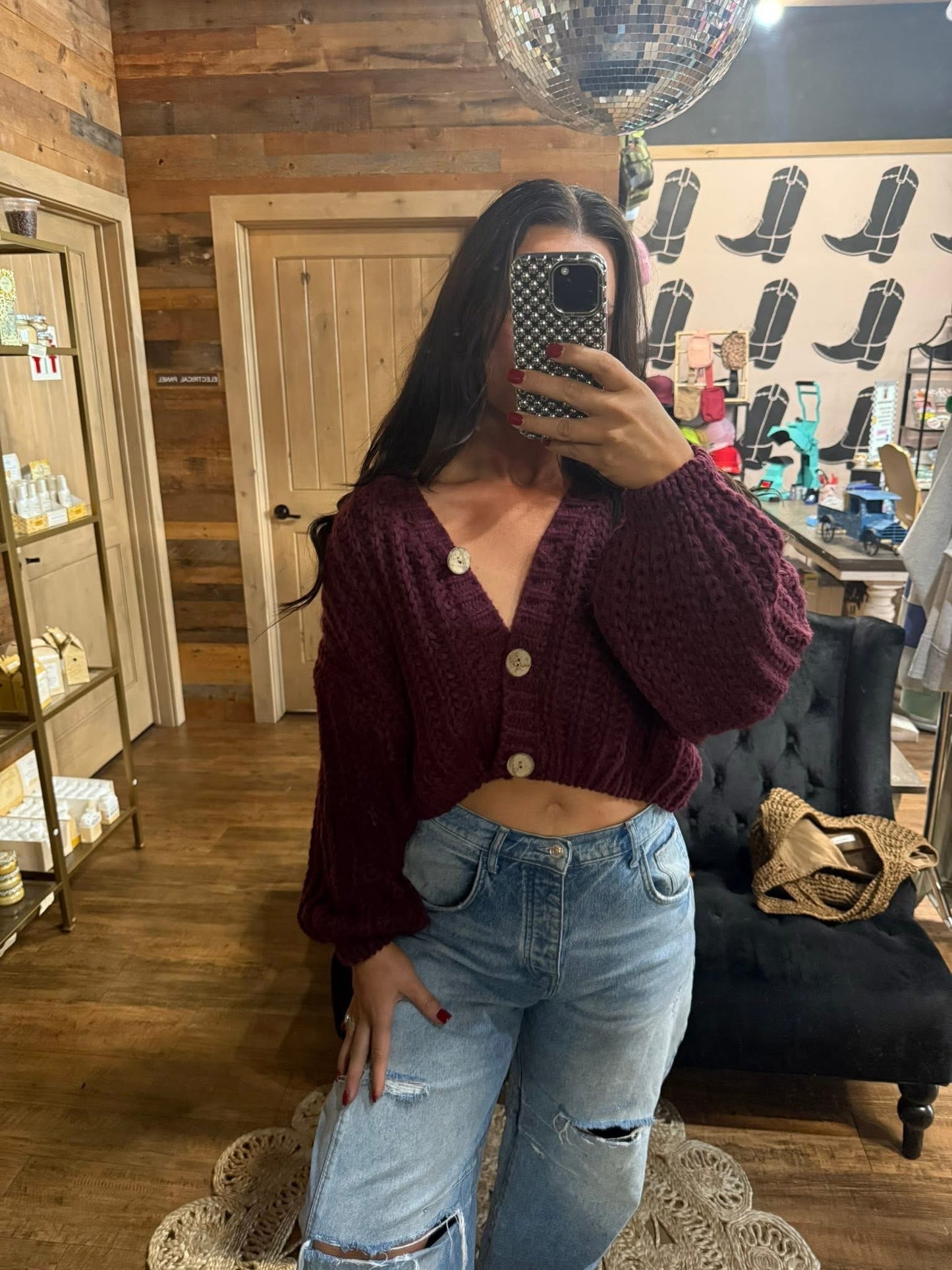 Chunky Knit V Button Down Cardi