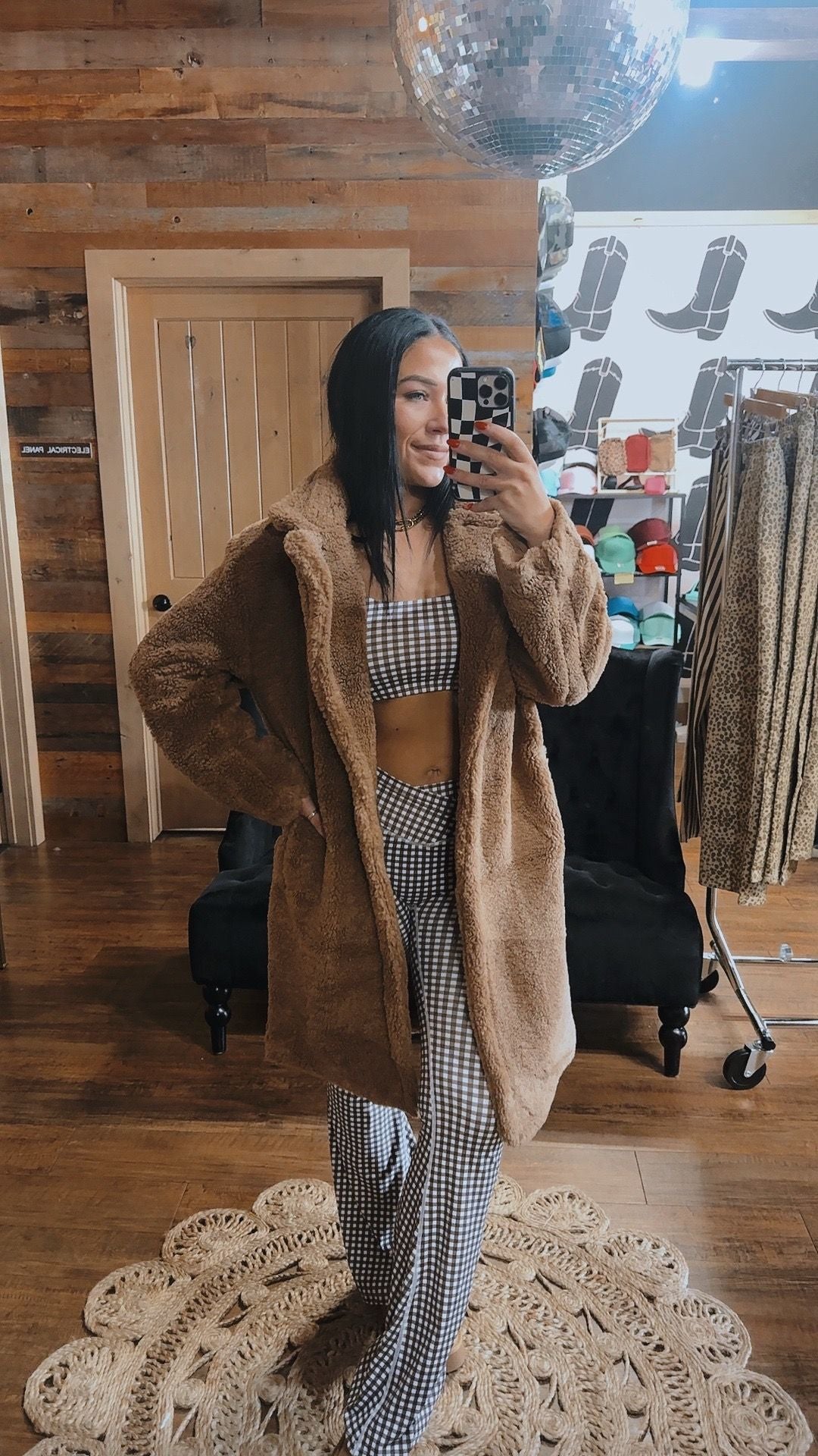 Chocolate Gingham Athletic Set