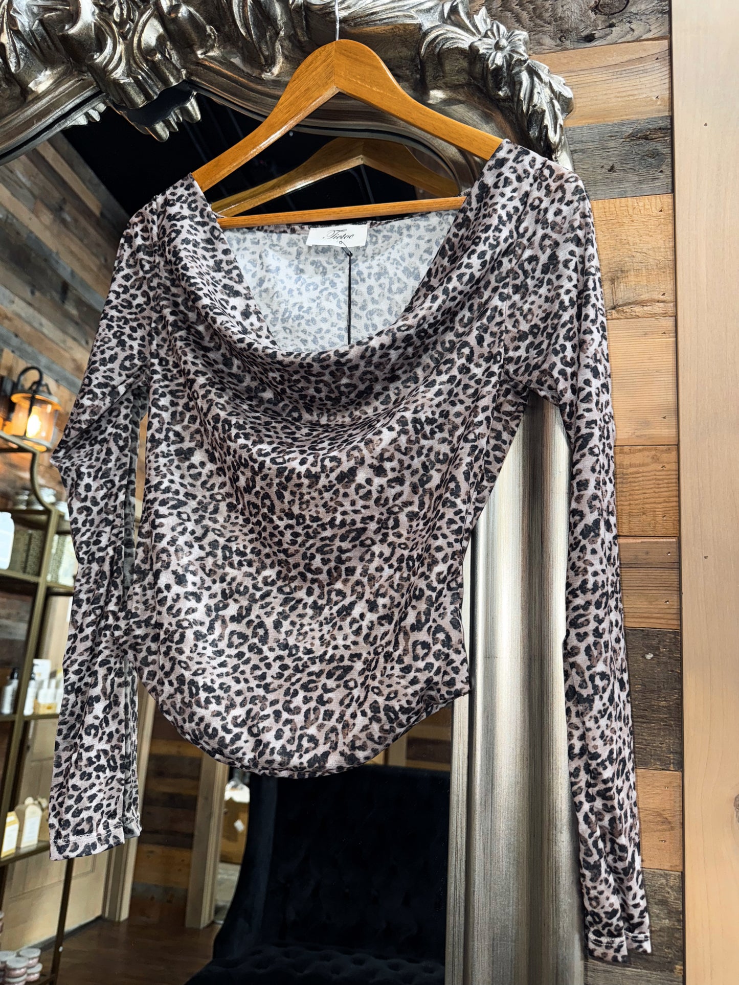 Cheetah Charm Cowl Neck