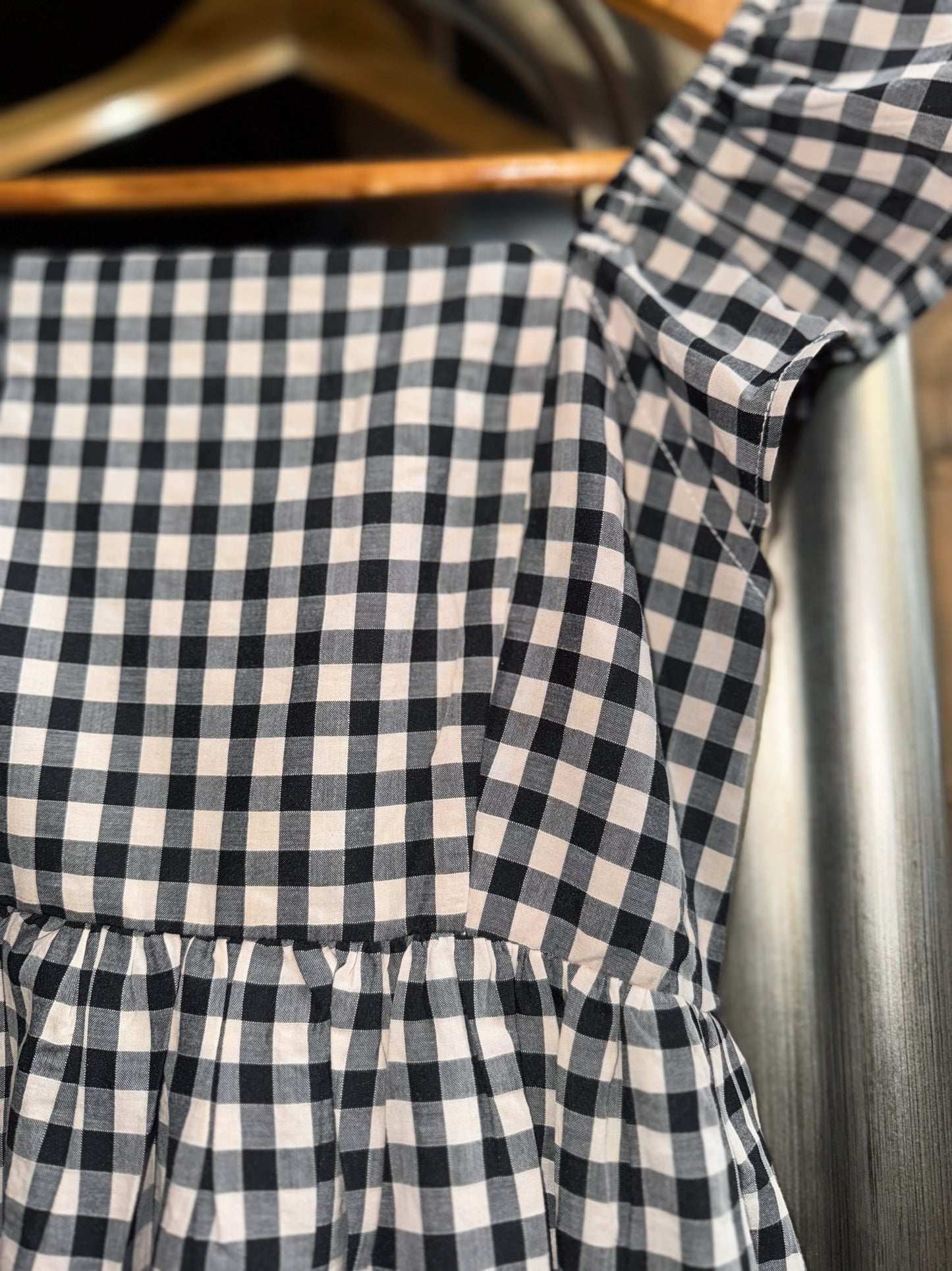 Gingham Ruffle Strap Maxi