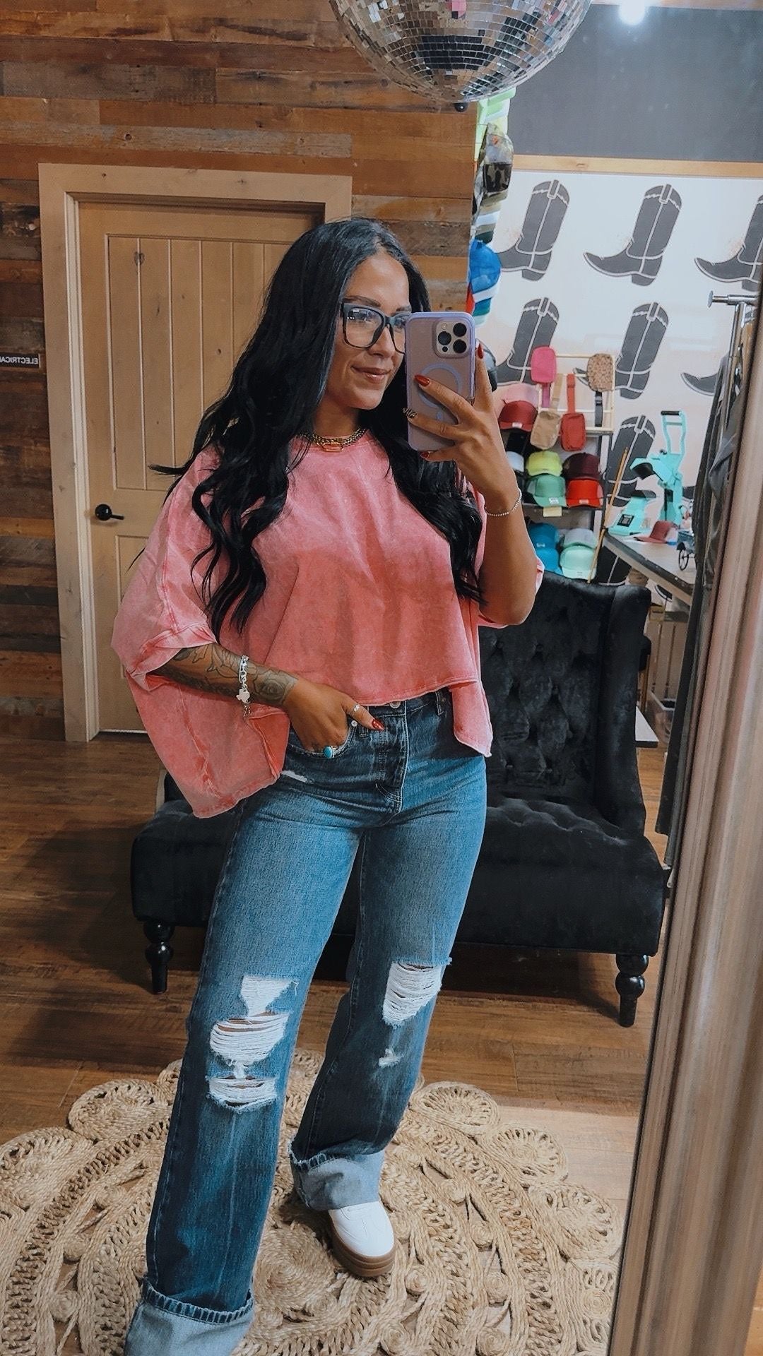 Oversize Hi-Low Acid Wash Tee