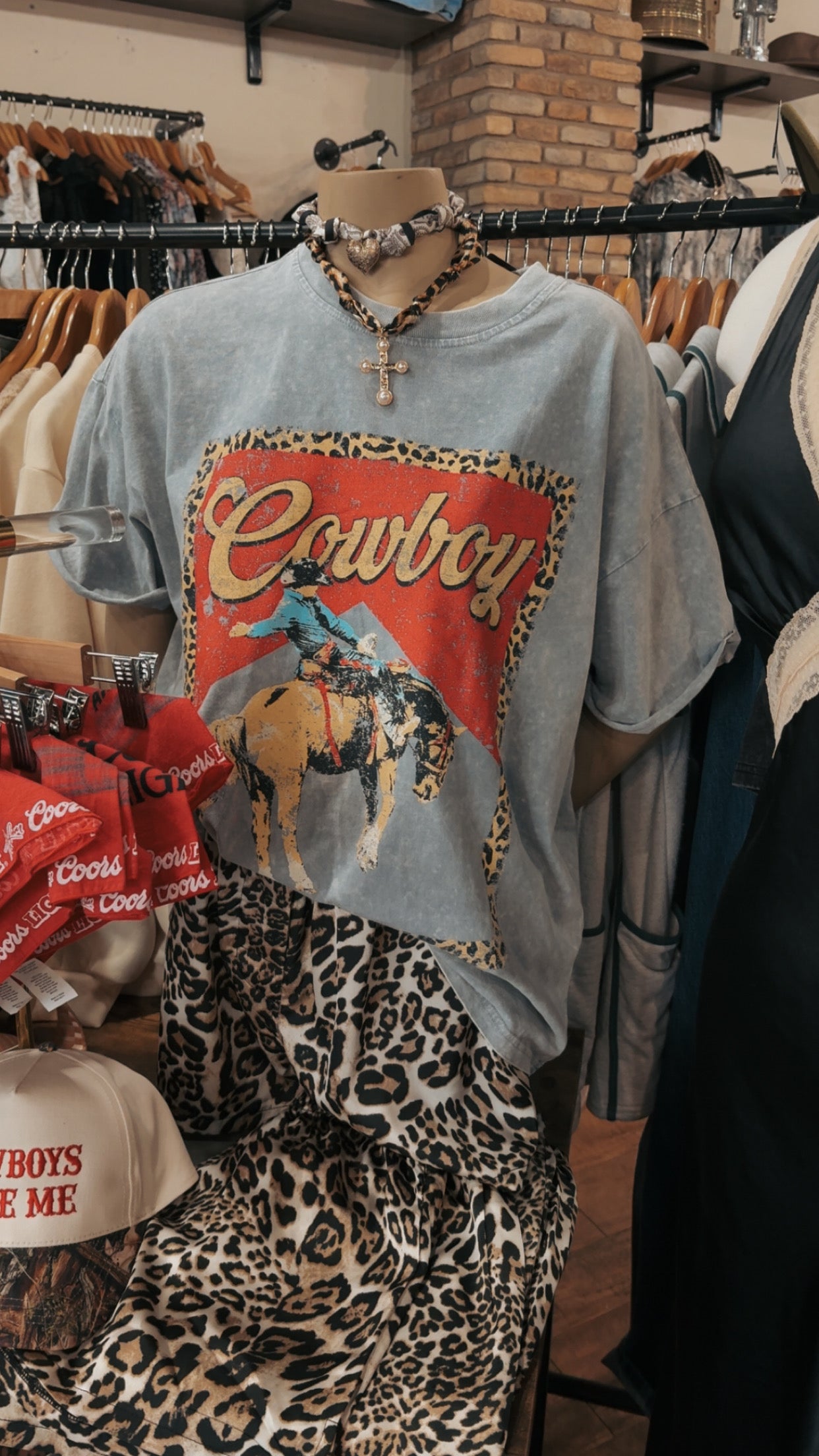 Cowboy Vintage Leopard Oversized Tee