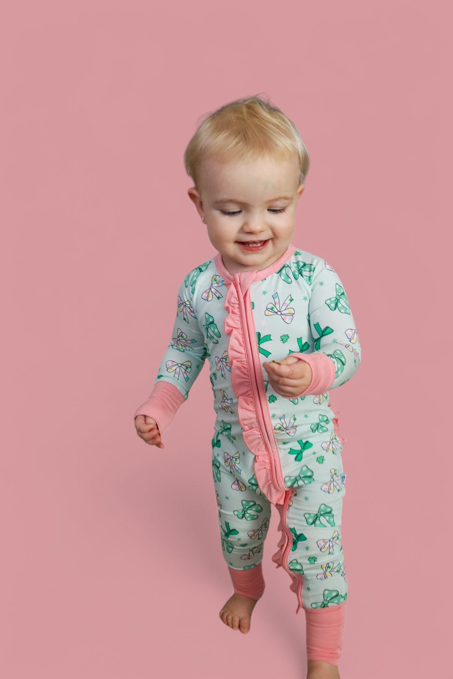 CLOVER BOWS DREAM RUFFLE ROMPER