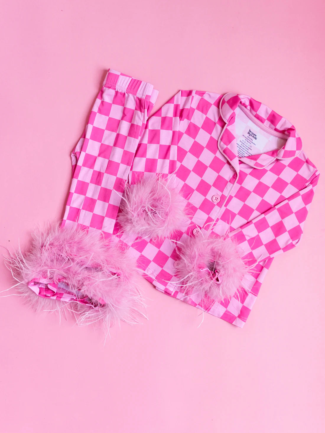 BUBBLEGUM CHECKERS GIRL’S FLARE FEATHERED DREAM SET