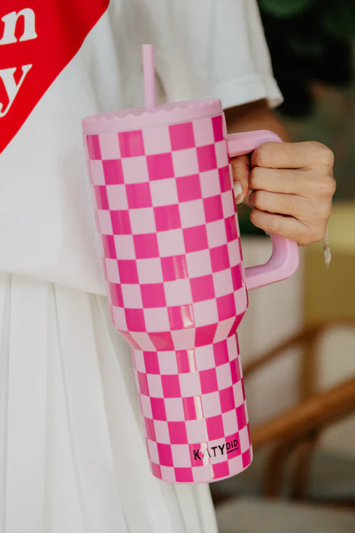 Pink Check Tumbler