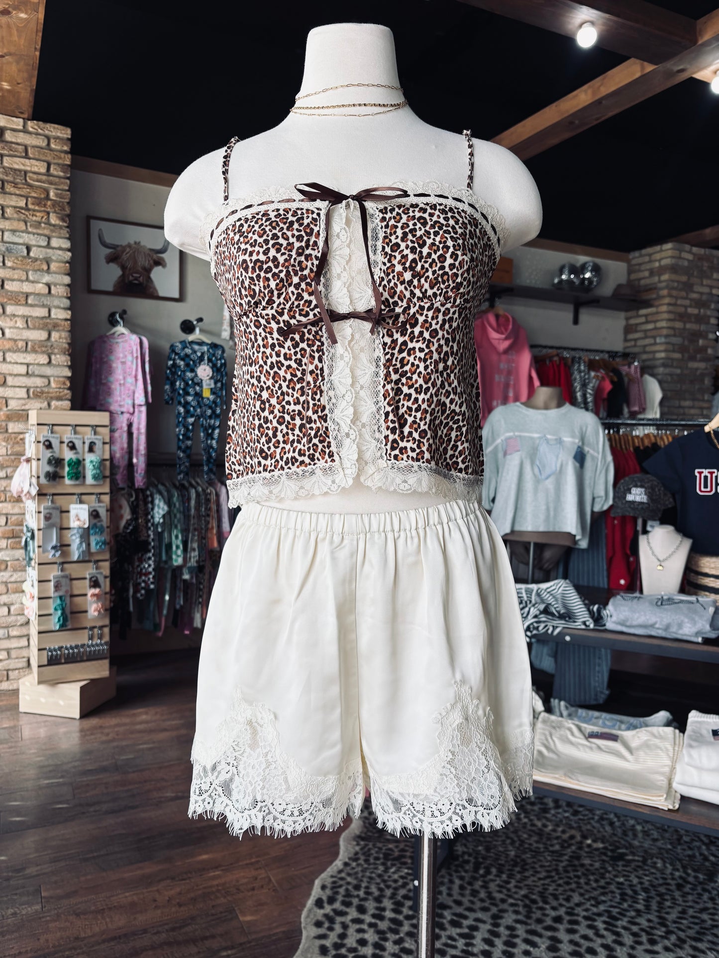 Cream Lace Trim Shorts