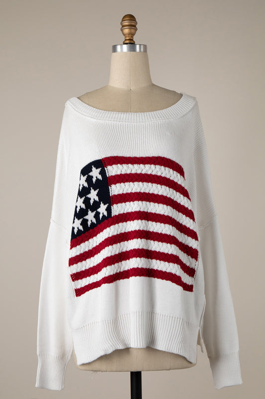 Oversized Flag Crochet Sweater