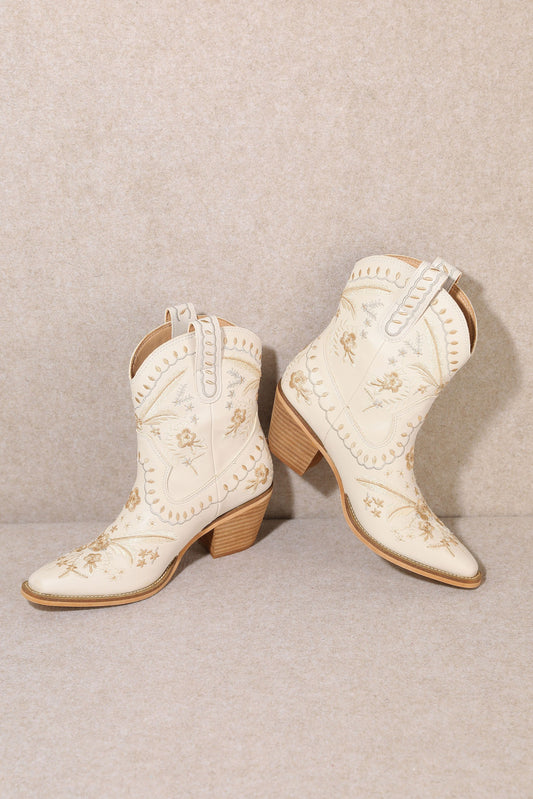 Willow Floral Embroidered Booties