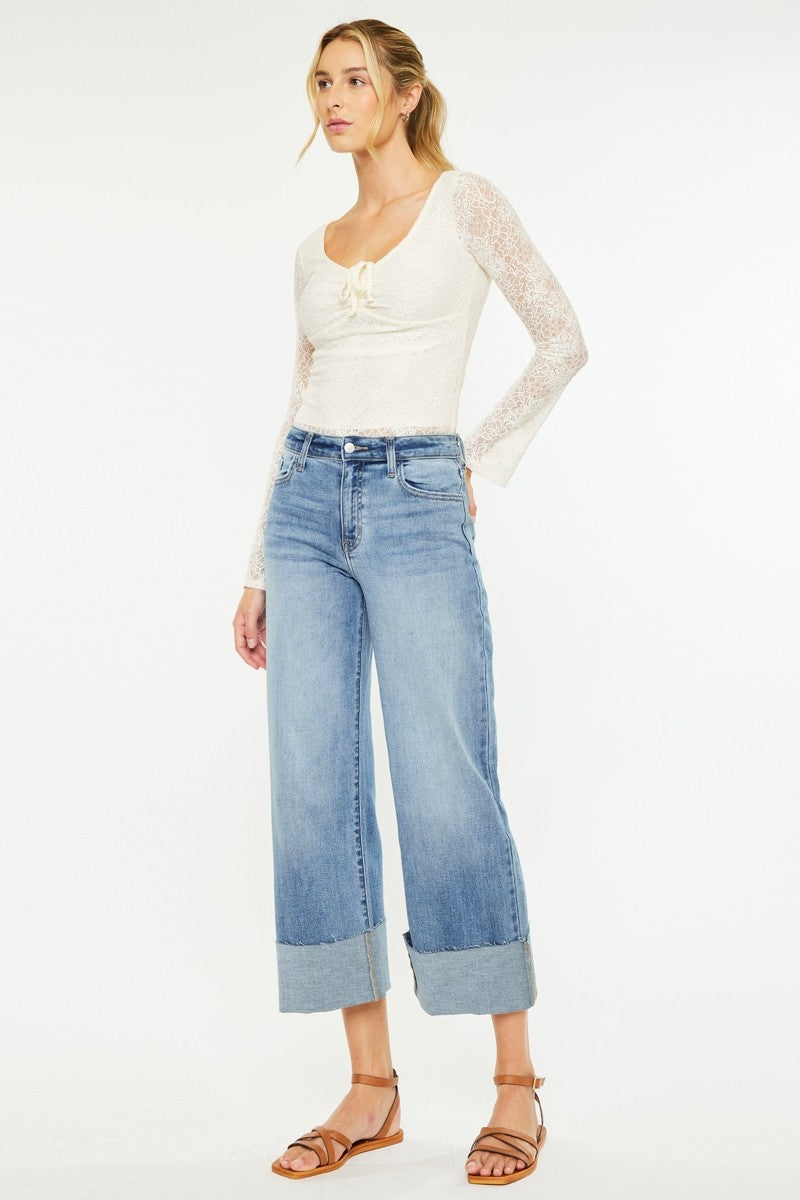 Leslie High Rise Crop Wide Leg Jeans