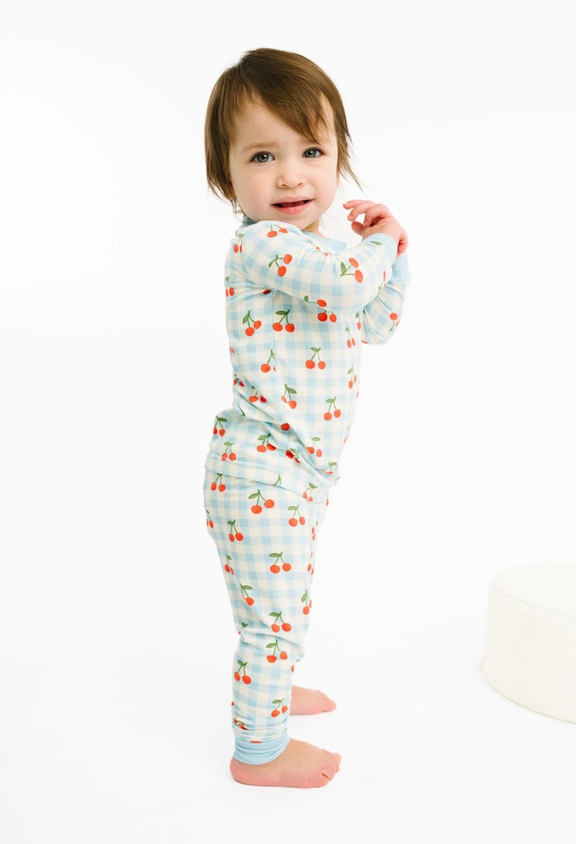 Cherry Gingham Bamboo Set