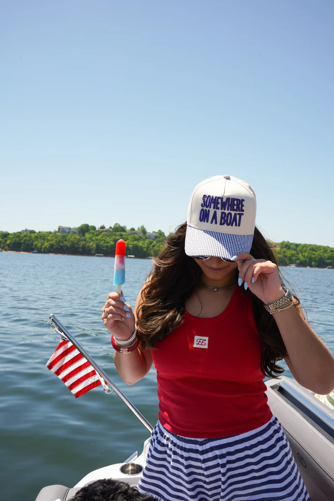 Somewhere On A Boat Trucker Hat