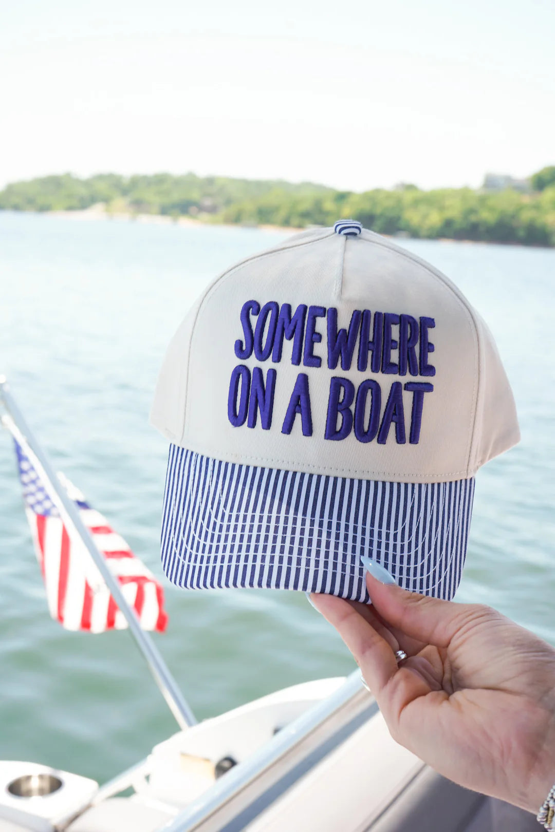 Somewhere On A Boat Trucker Hat