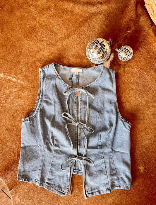 Denim Bow Vest