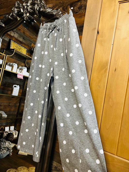 Polka Dot Barrel Joggers - Grey