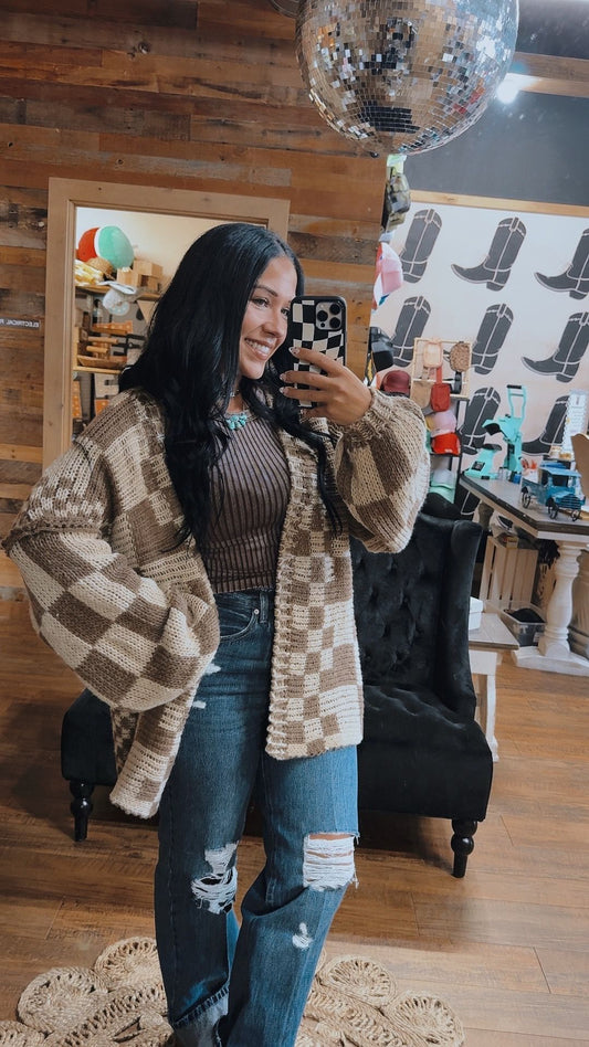 Cozy Check Cardigan