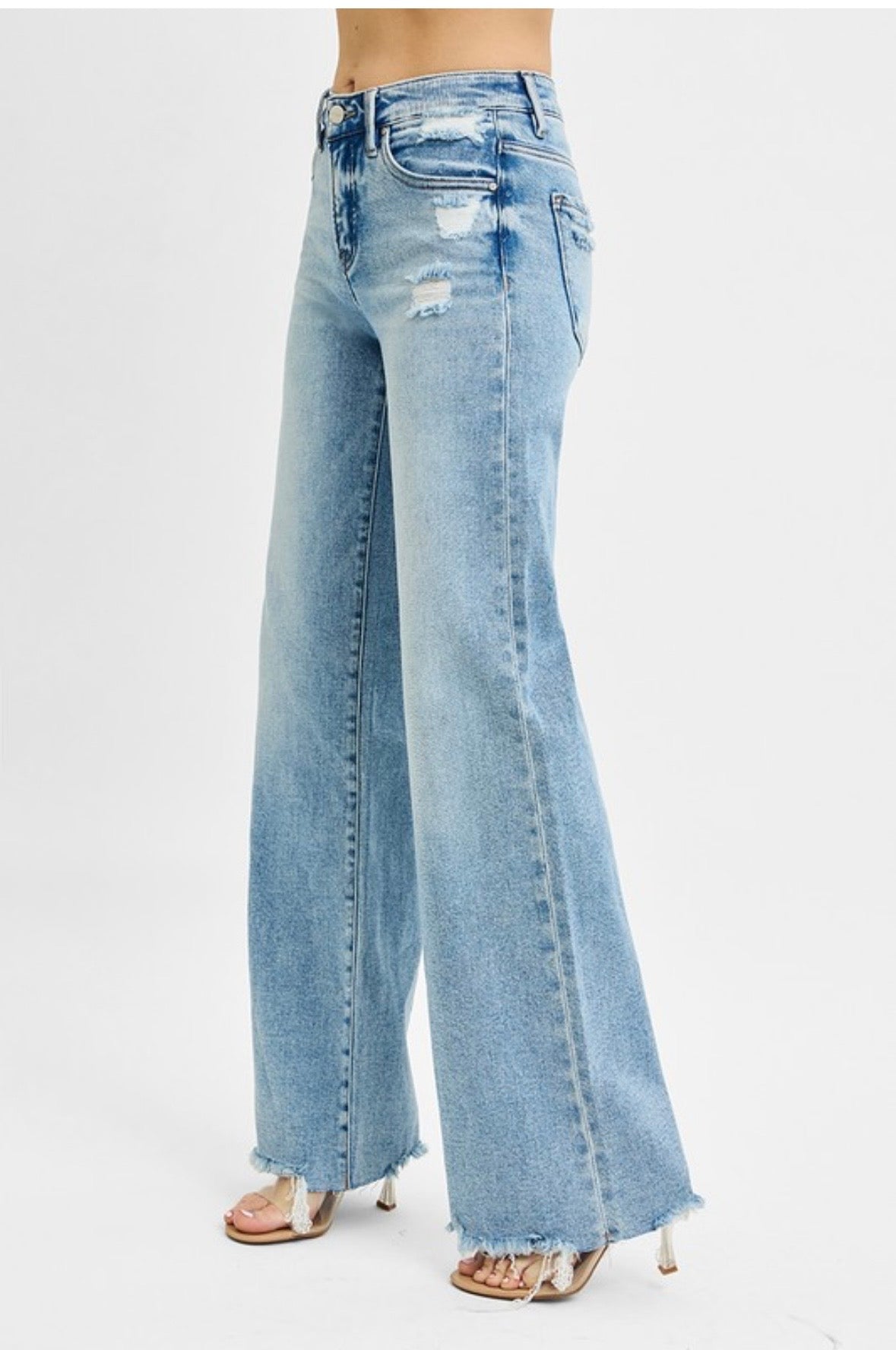 RISEN Tummy Control Mid Rise Wide Jeans