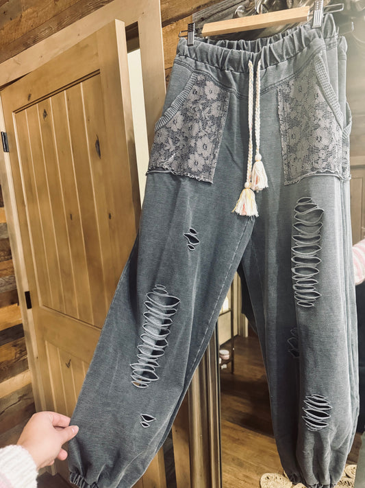 Downtown Darling Distressed Joggers