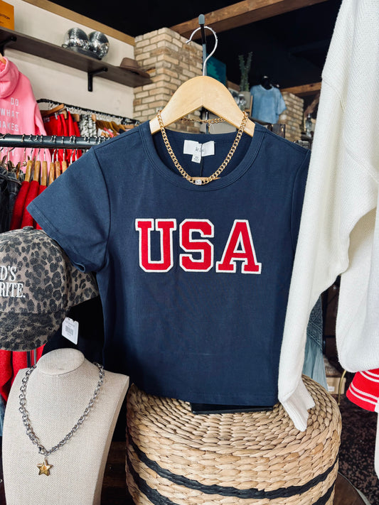 USA Round Neck Baby Tee