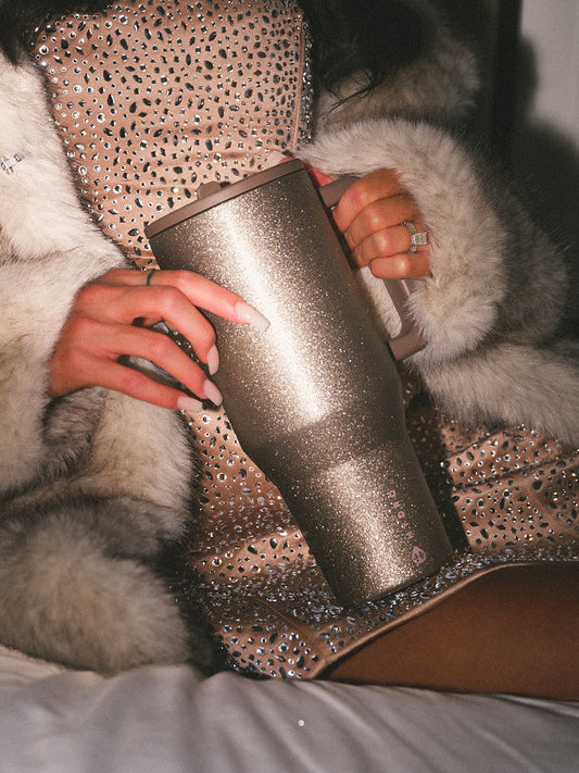 Hydrojug Metallic Gold Glitter Travel Tumbler