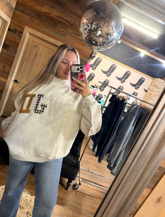 WWJD Oversized Patchwork Mockneck