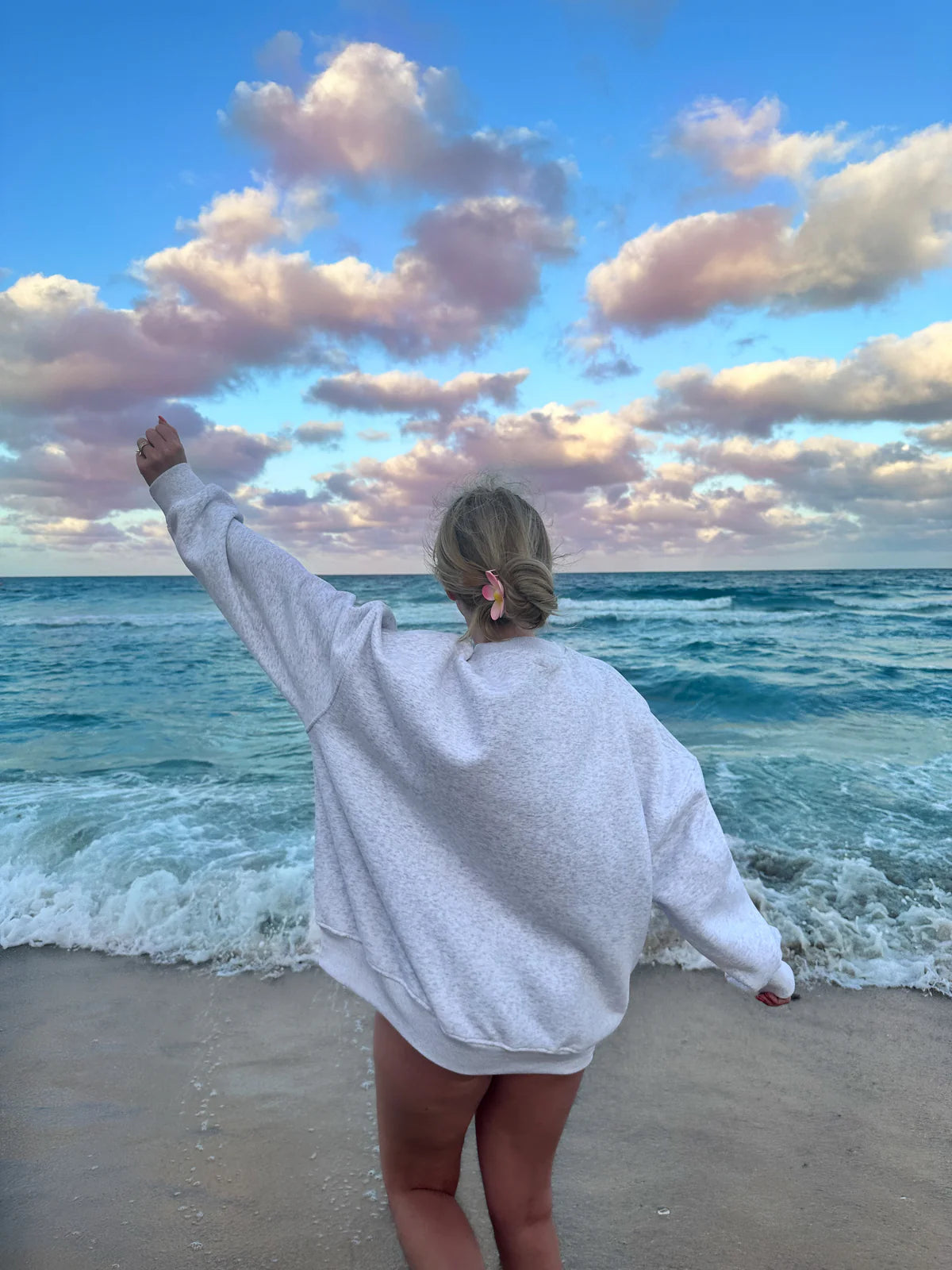 Pearl Grey United States Of America Embroider Sweatshirt