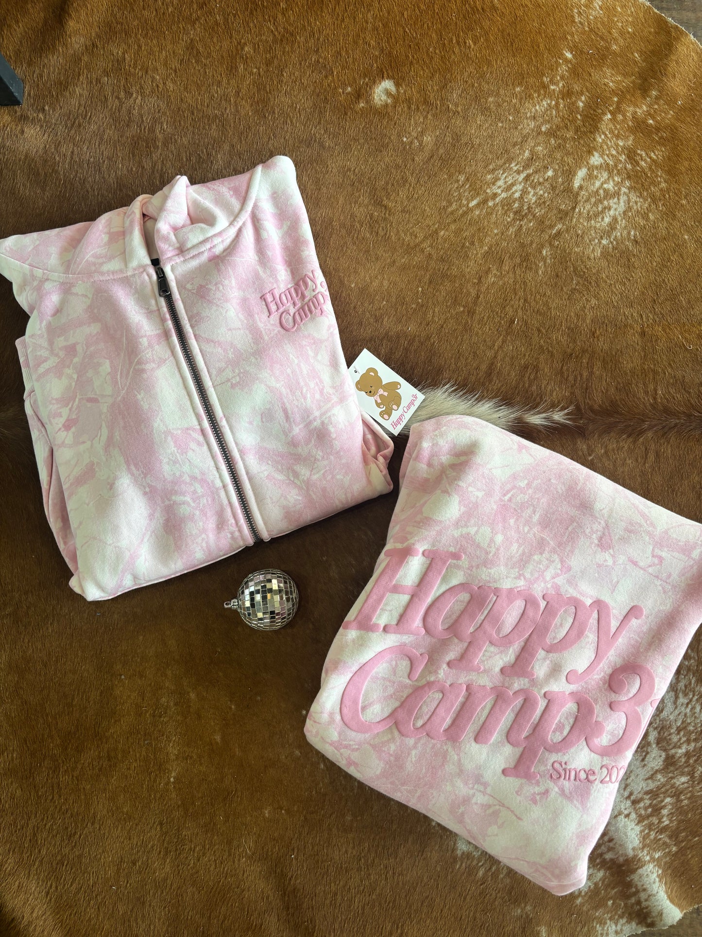 Happy Camp3r Soft Pink Camo Zip Up Hoodie